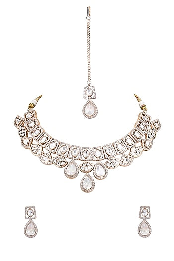 Gold Plated Kundan Polki Necklace Set