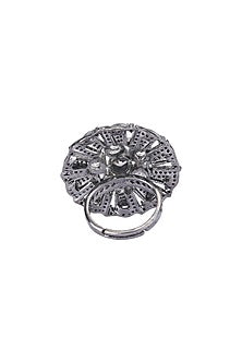 Gold Plated Grey Kundan Polki Ring