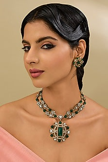 Two Tone Finish Zircon Necklace Set
