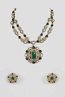 Two Tone Finish Zircon Necklace Set