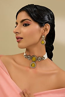 Two Tone Finish Kundan Polki Necklace Set