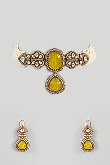 Two Tone Finish Kundan Polki Necklace Set