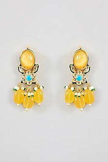 Gold Finish Kundan Polki Necklace Set