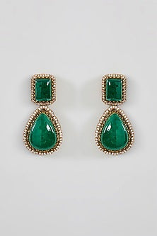 Gold Finish Green Kundan Polki Necklace Set
