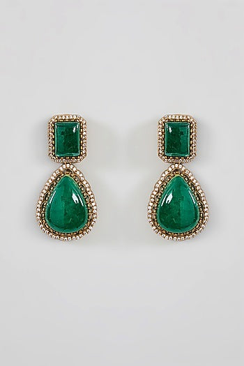 Gold Finish Green Kundan Polki Necklace Set