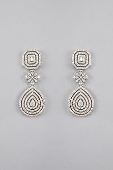 Silver Finish Diamond Necklace Set
