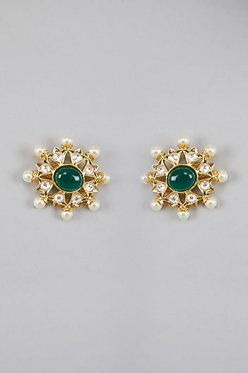 Gold Plated Kundan Polki & Navratna Stone Necklace Set