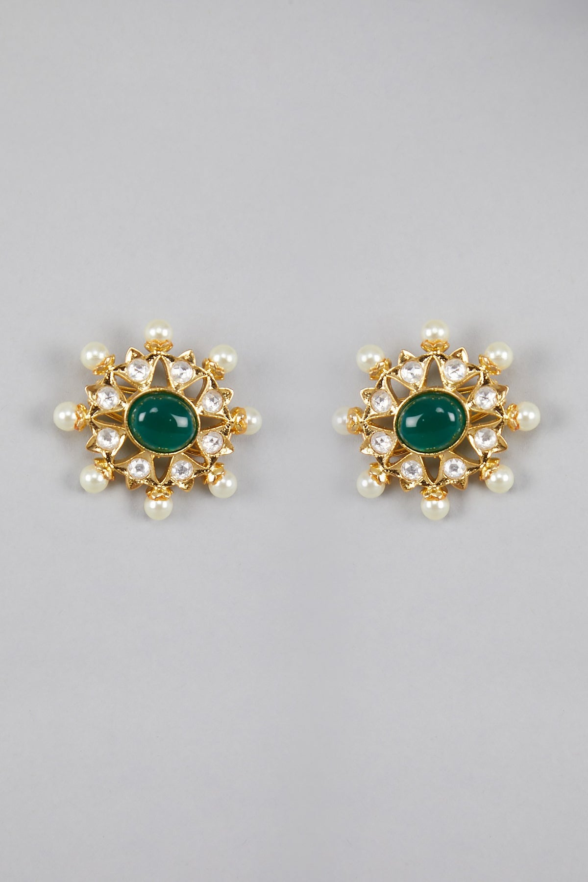 Gold Plated Kundan Polki & Navratna Stone Necklace Set