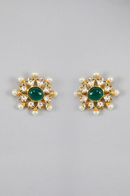 Gold Plated Kundan Polki & Navratna Stone Necklace Set
