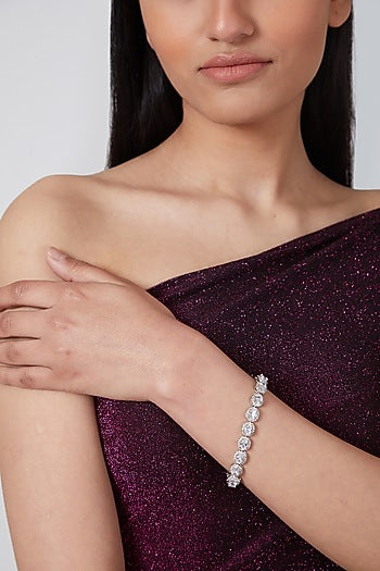 Silver Finish Diamond Studded Bracelet