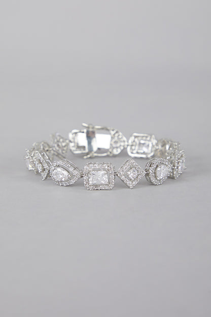 Silver Finish Bracelet With Diamonds