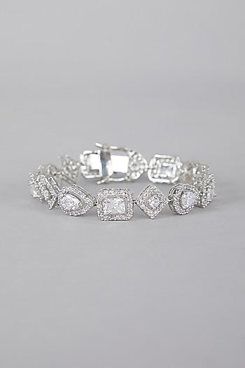 Silver Finish Bracelet With Diamonds