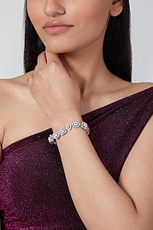 Silver Finish Bracelet With Diamonds