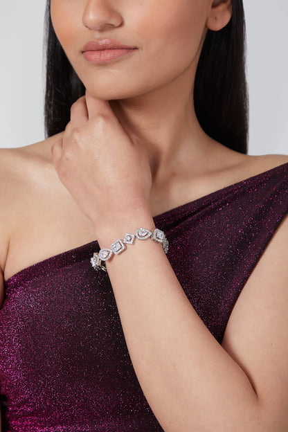 Silver Finish Bracelet With Diamonds
