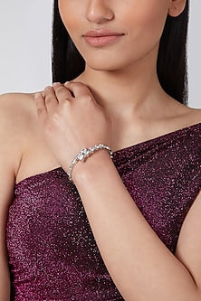 Silver Finish Diamond Studded Bracelet