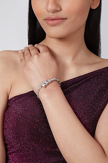 Silver Finish Diamond Studded Bracelet