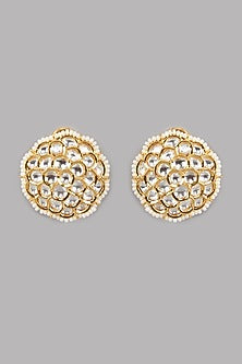 Gold Plated Red Stone Kundan Earrings