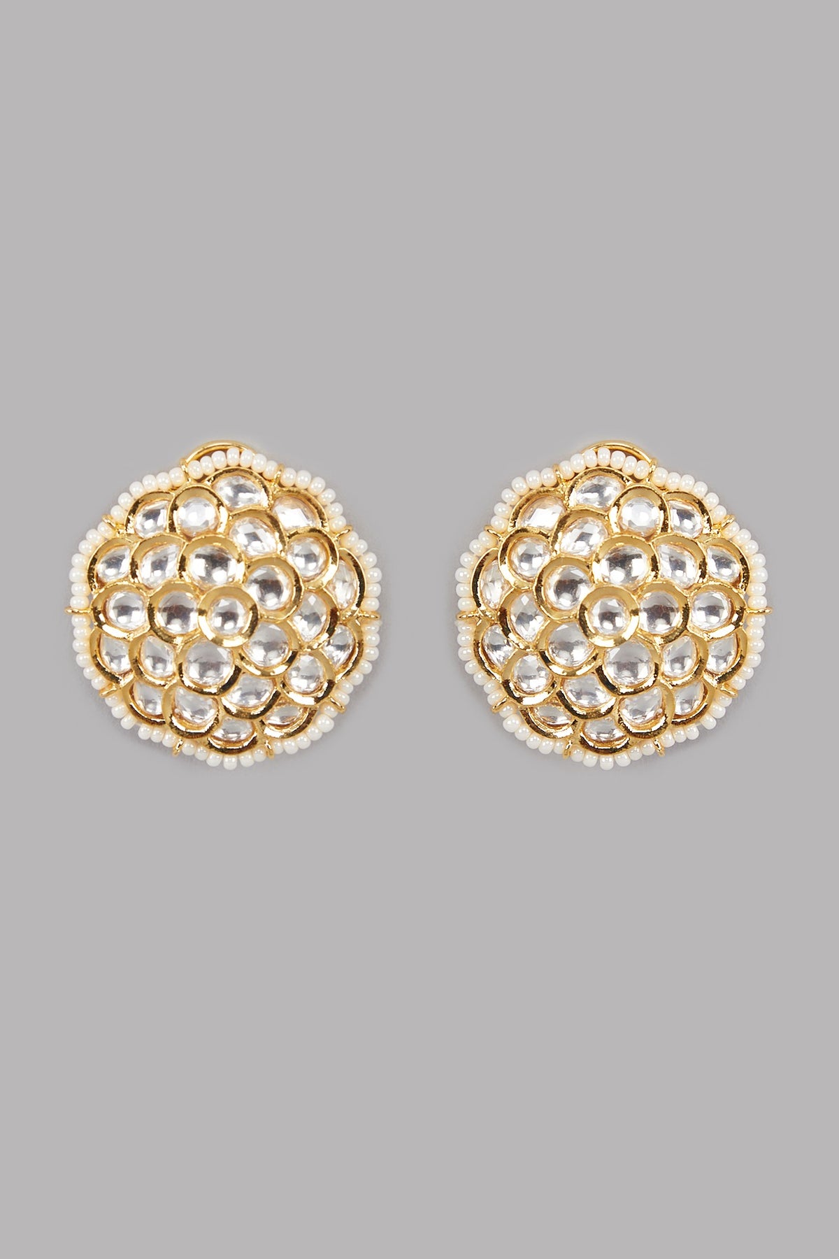Gold Plated Red Stone Kundan Earrings