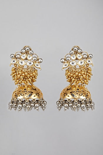 Gold Plated Studded Jhumka Earrings