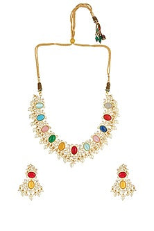 Gold Plated  Kundan Polki Necklace Set