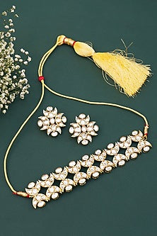 Gold Plated Kundan Polki Choker Necklace Set