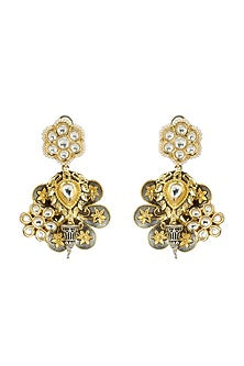 Gold Plated Kundan Polki & Pearl Earrings