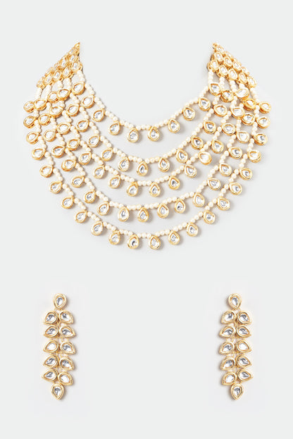 Gold Plated Kundan Polki Necklace Set