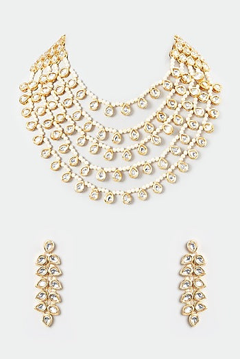 Gold Plated Kundan Polki Necklace Set