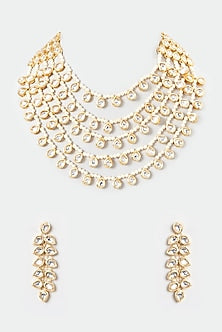 Gold Plated Kundan Polki Necklace Set