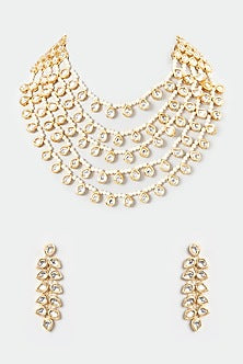 Gold Plated Kundan Polki Necklace Set
