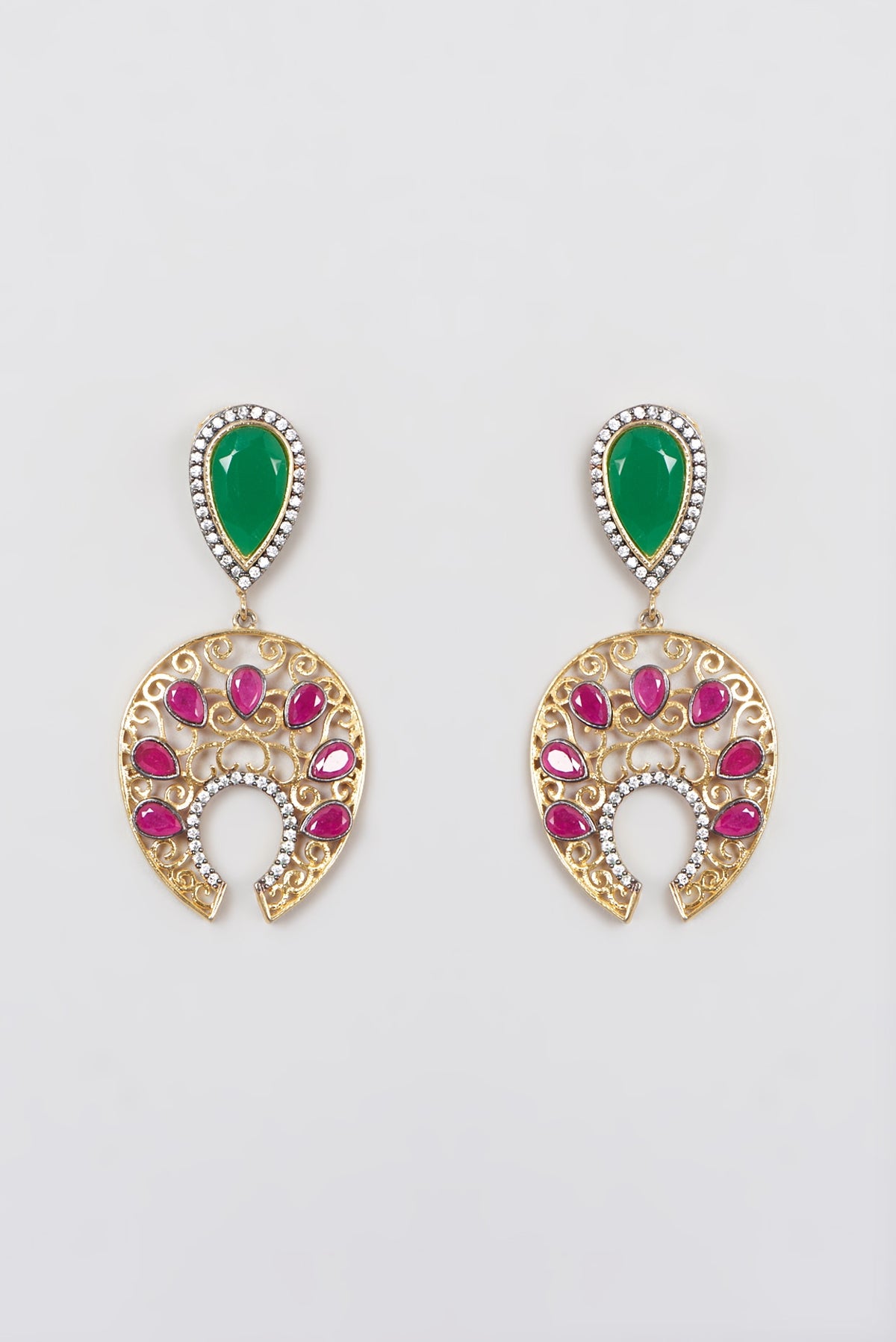 Gold Plated Kundan Polki Dangler Earrings