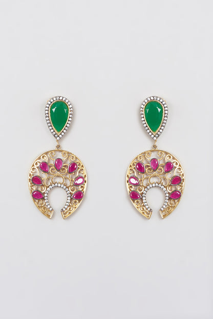 Gold Plated Kundan Polki Dangler Earrings