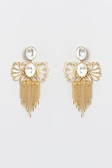 Gold Plated Kundan Polki Dangler Earrings