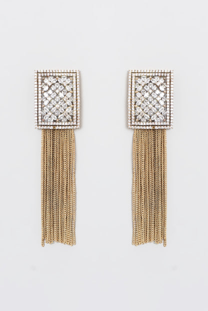 Gold Plated Zircon Dangler Earrings