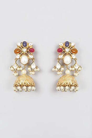 Gold Plated Pearl Dangler Earrings