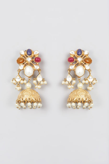 Gold Plated Pearl Dangler Earrings