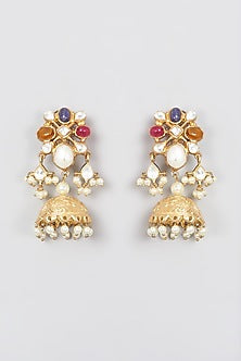 Gold Plated Pearl Dangler Earrings