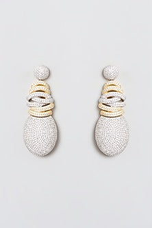 White Finish Zircon Dangler Earrings