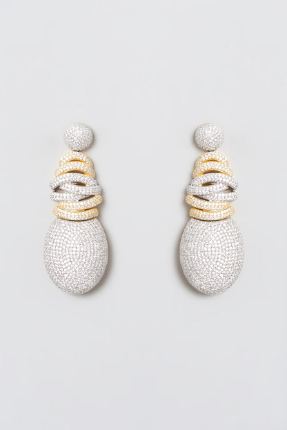 White Finish Zircon Dangler Earrings