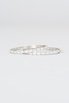 White Finish Zircons Bangles (Set of 2)
