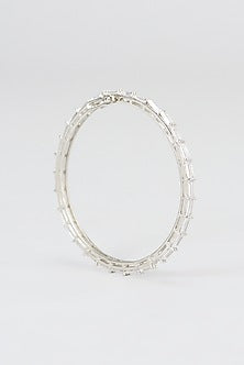 White Finish Zircons Bangles (Set of 2)