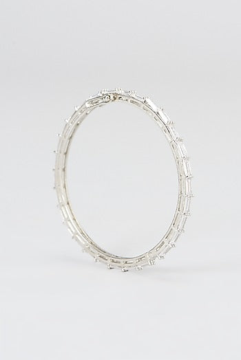 White Finish Zircons Bangles (Set of 2)