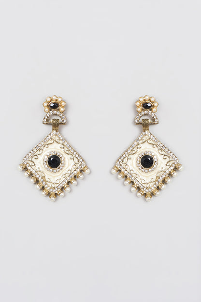 Gold Plated Pearl Dangler Earrings