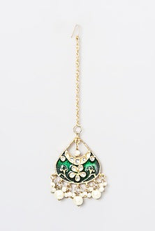 Gold Plated Kundan Polki Maang Tikka