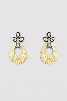 Gold Plated Kundan Polki & Pearl Dangler Earrings