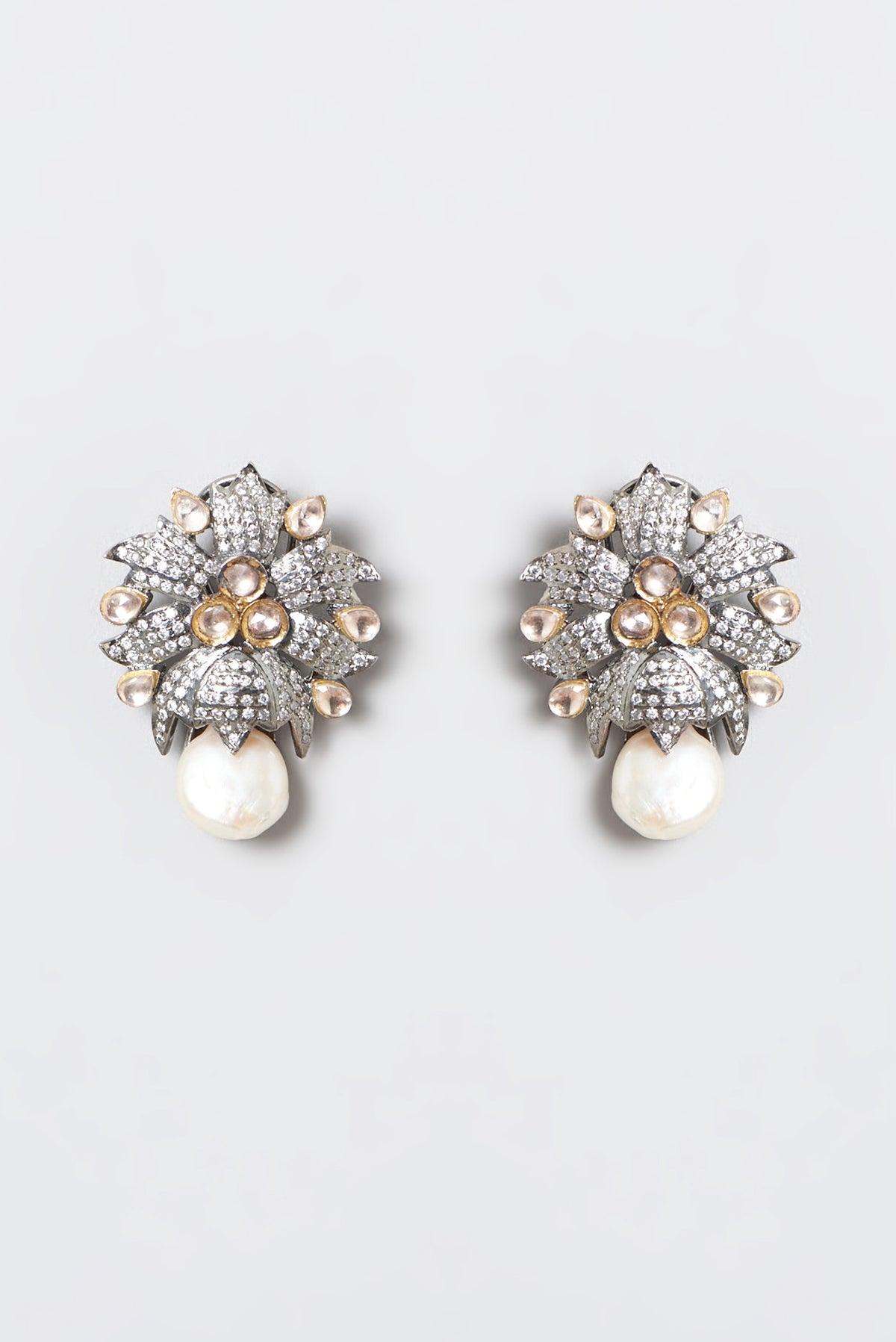 White Finish Zircon Dangler Earrings
