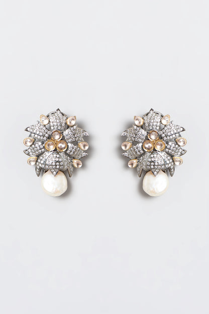 White Finish Zircon Dangler Earrings