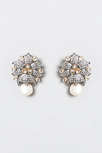 White Finish Zircon Dangler Earrings