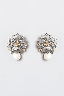 White Finish Zircon Dangler Earrings