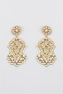 Gold Plated Kundan Polki & Pearl Dangler Earrings